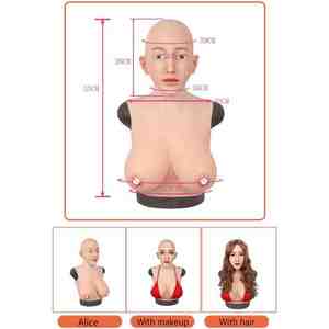 Accessoires de célébrité Internet femme Cosplay masque de tête en silicone complet avec couvre-chef de seins mâ<span class=keywords><strong>le</strong></span> à femelle pour déguisement de mascarade - Product Image 3