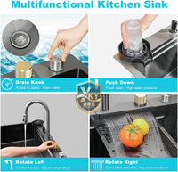 Évier de cuisine multifonctionnel moderne XKY 2026 OEM avec robinet, cuve unique, un trou, en acier inoxydable