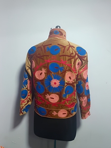 Suzani Embroidered Jacket Best Quality Women's Autumn Winter Floral Hand Embroidered Cotton Suzani Jacket Button Decor Finished - Product Image 4