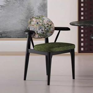 Chaise de salle à manger en bois massif, dossier design, style vintage Chandigarh français, rétro, pour restaurant - Product Image 1