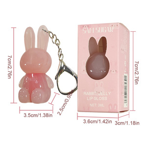 Portachiavi a forma di coniglio con lucidalabbra effetto specchio, idratante, in gel, a forma di bambola, portatile, per ragazze adolescenti, idea regalo. - Product Image 3