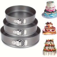 Ensemble de 3 moules à gâteau circulaires en acier au carbone antiadhésifs, fond amovible, résistants au four, pour pizza, pâtisserie maison