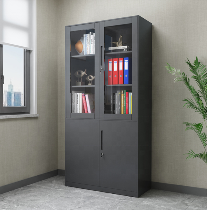 Armoire De Garage à 5 étagères Avec 4 Portes Armoire De Bureau 40 X 80 X 180 Cm 2 Serrures Etageres Reglables En Metal Noir 12 0003981