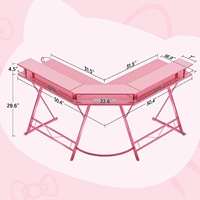 Bureau de jeu rose en forme de L Bureau de jeu rose Bureau d'étude en latop Bureau de jeu rose Table de jeu RVB pour filles