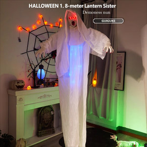Linterna de mano de Halloween con diseño de caballo, demonio, monja, fantasma colgante, ojos brillantes, decoración colgante de ambiente de terror en blanco y negro - Product Image 2