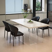 Table à manger suspendue en pierre, chaise 2026, nouvelle petite table à manger pliable carrée en acrylique, style crème, luxe léger pour la maison