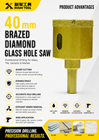 Foret diamanté brasé M10 doré pour le granit, le marbre, la céramique et le verre