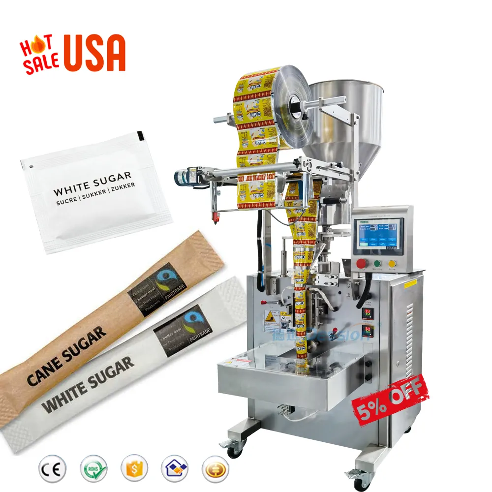 High Quality 5 Gram White Sugar Small Automatic Packing Machine Salt Sugar Sachet Packaging Machine For Small Business