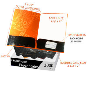 Logo personalizzato della cartella di presentazione personalizzata della fabbrica della Cina che presenta i prodotti A5 due cartelle dell'organizzatore di documenti della tasca - Product Image 2