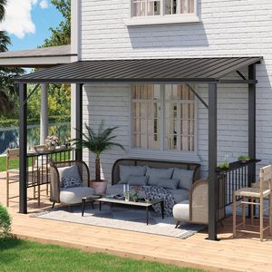 Abri de jardin BBQ extérieur toutes saisons 12x6FT avec toit en acier incliné, gazebo permanent en métal pour terrasse, jardin, pont - Product Image 5