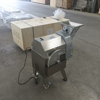 Hoge snelheid commerciële elektrische groente snijmachine voor appels, wortelen, aardappelen, uien, korrels, plakjes en blokjes.