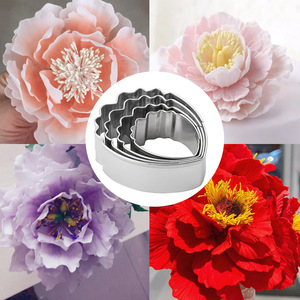 Haute qualité 4 pièces/ensemble <span class=keywords><strong>pivoine</strong></span> pétale <span class=keywords><strong>emporte</strong></span>-pièce en acier inoxydable Fondant Biscuit Cutter - Product Image 6