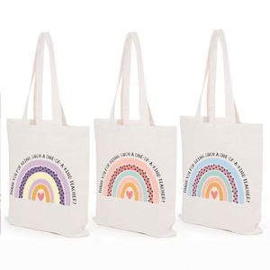 Customizable Women's Pure Cotton Canvas Tote <b>Bag</b> PVC Medium for Teacher <b>Gifts</b> Valentine's Day <b>Christmas</b> Week-End Appreciation - Product Image 1
