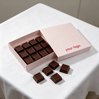 Boîte en papier rose à 15 compartiments, boîte avec couvercle et base, boîte d'emballage pour chocolats, truffes, gâteaux et brownies, pliable