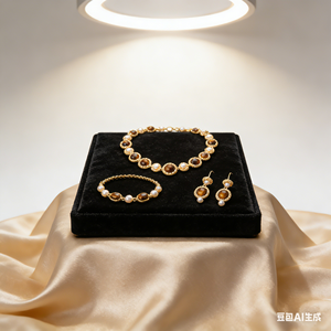 Горячая распродажа <span class=keywords><strong>2026</strong></span>: Новый оригинальный дизайн, ювелирный набор из тигрового глаза и жемчуга, с блестящим золотым покрытием, женское ожерелье, браслет, серьги, модный аксессуар для вечеринок - Product Image 2