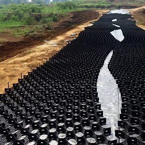 A nido d'ape ghiaia stabilizzatore di terra di rinforzo del sistema cellulare HDPE Grid Geocell per la protezione del pendio morbido del suolo fondazione - Product Image 1