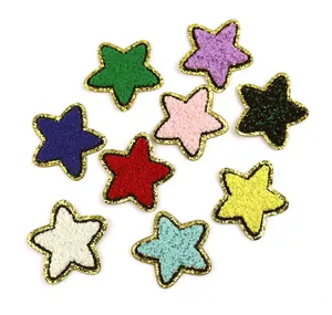 Towel five-pointed star embroidery cloth stickers gold Glitter back glue embroidery chapter DIY accessories