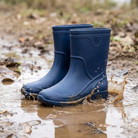 Bottes de pluie en PVC pour hommes YL-1428, imperméables, antidérapantes, mi-mollet, bleues, personnalisables, vente en gros