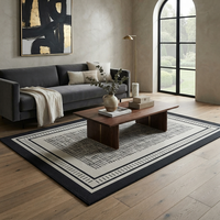 Tapis moderne minimaliste fabriqué à la machine, respectueux de l'environnement, noir et blanc, géométrique, style nordique de luxe, grand tapis pour chambre à coucher et salon