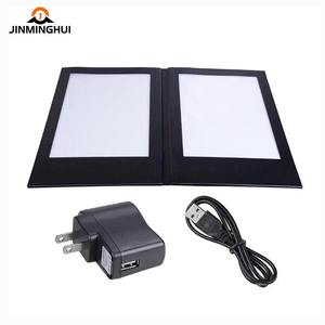 Nuevo diseño de logotipo personalizado de alta gama restaurante Bar club nocturno de cuero acrílico Placa de luz Led <span class=keywords><strong>menú</strong></span> para servicio VIP - Product Image 6