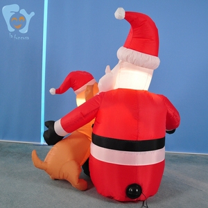 4 pies 1,2 m Iluminado Patio Césped Bajos Decoraciones navideñas al aire libre Inflable Papá Noel y perro - Product Image 6