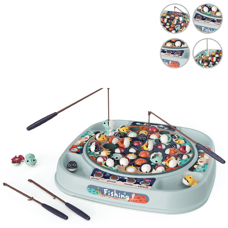 Лидер продаж, 45 рыб, Электрическая круглая вращающаяся рыболовная игра, игровой набор игрушек, детская игрушка для рыбалки со светом и звуком