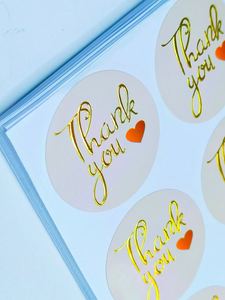 Rouleau de cercle rond d'estampage à l'or de couleur rose personnalisé étiquettes de remerciement - Product Image 5