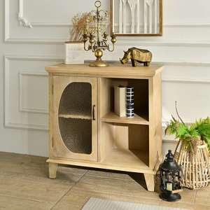 Meuble de rangement antique en bois massif INNOVA Home Living Room Farmhouse Accent avec porte vitrée pour entrée, appartement, hôtel - Product Image 4