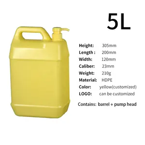 5L plastik varil sıvı deterjan için kare jerrycan HDPE 5 litre kimyasal tambur pompa kafası 5 kg kova konteyner