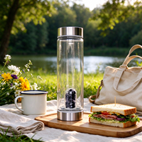 Bouteille d'eau en verre cristal naturel à double paroi avec infuseur, couvercle à vis épaissi pour le voyage