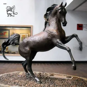 BLVE-estatua de caballo personalizada para decoración de jardín, escultura de Caballo de bronce y cobre de tamaño real, arte de Metal para exteriores