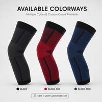 Manchon de compression long pour le genou, personnalisable avec logo, rouge et noir, pour le sport (course, basketball et fitness) - Vente en gros pour Noël