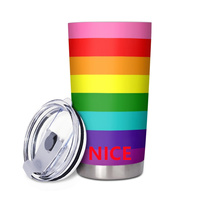 Gobelet isotherme en acier inoxydable de 20 oz sur le thème Arc-en-ciel personnalisé (design original) pour les voyages urbains longue distance et les pique-niques en bord de rivière