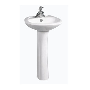 Lavabo de Cerámica Ouni con Pedestal Dividido de 490x410x830mm, Lavabo de un Solo Orificio para Baño - Product Image 3