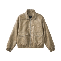 Chaqueta de Aviador Personalizada de Alta Calidad, Estilo Vintage, de Cuero, con Cuello Alto, Corte Holgado, Casual, Impermeable y Ecológica para Otoño
