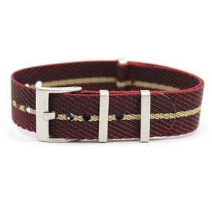 Bracelet de montre en tissu Beige bordeaux 18mm, 20mm 22mm, bracelet de montre en Nylon sergé rayé - Product Image 3