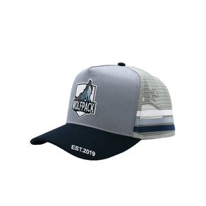 Venta al por mayor gorra deportiva unisex logotipo bordado personalizado raya lateral 5 paneles perfil alto gorra de camionero de campo en blanco para niños y adultos - Product Image 2