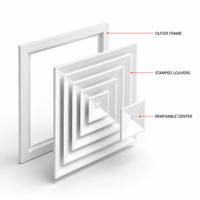 Diffuseur d'air carré en aluminium à 4 voies avec registre, grille d'alimentation d'air CVC pour conduit de climatisation