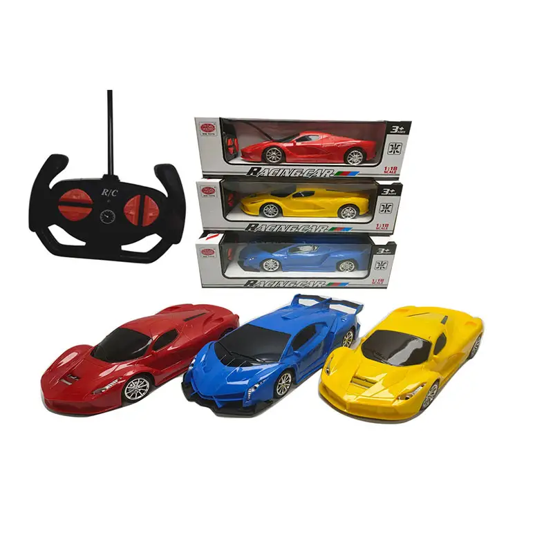 Welly-voiture de simulation en verre, à quatre voies 1:18, voiture rouge, jaune, bleue, pour enfants, jouets, collection 858-217 R/C