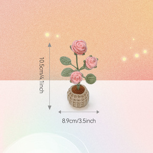 Kit de crochet pour débutants - Ensemble de matériel pour <span class=keywords><strong>pot</strong></span> de fleurs en forme de rose avec outils complets et tutoriel vidéo, artisanat pour adultes et enfants - Product Image 3