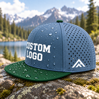 Casquettes de baseball imperméables bicolores de haute qualité, découpées au laser, avec trous respirants, visière plate, impression personnalisée du logo, casquette snapback pour adultes