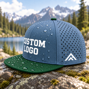 Casquettes de baseball imperméables bicolores de haute qualité, découpées au laser, avec trous respirants, visière plate, impression personnalisée du logo, casquette snapback pour adultes - Product Image 4