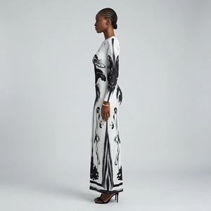 Nuova Abaya Stampata per Donne Mediorientali, Elegante Vestito Musulmano Ampio e Comodo - Product Image 3