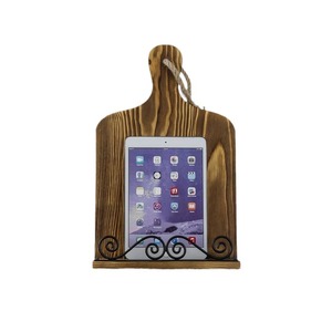 Wooden Recipe Rack Kitchen Countertop Bookshelf Multi Function <b>Tablet</b> <b>Holder</b> Rustic Design - Product Image 3