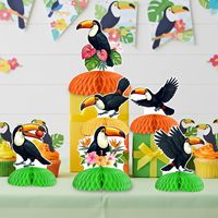 Dekorasi Pesta Toucan 8pcs Hiasan Meja Sarang Lebah Burung Tropis untuk Perlengkapan Pesta Ulang Tahun Luau Hawaii