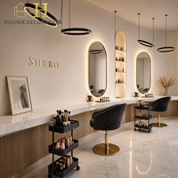 Ensemble de comptoirs de présentation pour salon de beauté personnalisés avec logo LED, service de conception 3D, livraison porte à porte