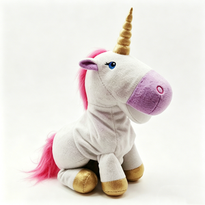 Juguete de Peluche Personalizado de Unicornio Blanco con Pelo Rosa y Cuerno Dorado de 31cm-50cm para Niños de 2 a 4 Años, Unisex, Animal de Peluche Suave - Product Image 2