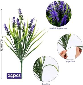 Gran oferta de plantas artificiales resistentes a los rayos UV para exteriores, <span class=keywords><strong>flores</strong></span> de lavanda de imitación, <span class=keywords><strong>mono</strong></span>, hierba, porche, ventana, Patio, maceta colgante - Product Image 2