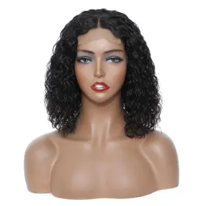 Deep Curly Side Part Lace Wig Short Bob Frontal Human Hair Wigs Kinky Curly Brazilian Remy 4x4 Closure 180 Density