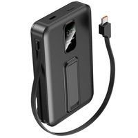 Batterie externe magnétique 3-en-1 avec câbles intégrés, support de téléphone, 10000mAh, charge rapide PD 20W/15W/22.5W, affichage numérique